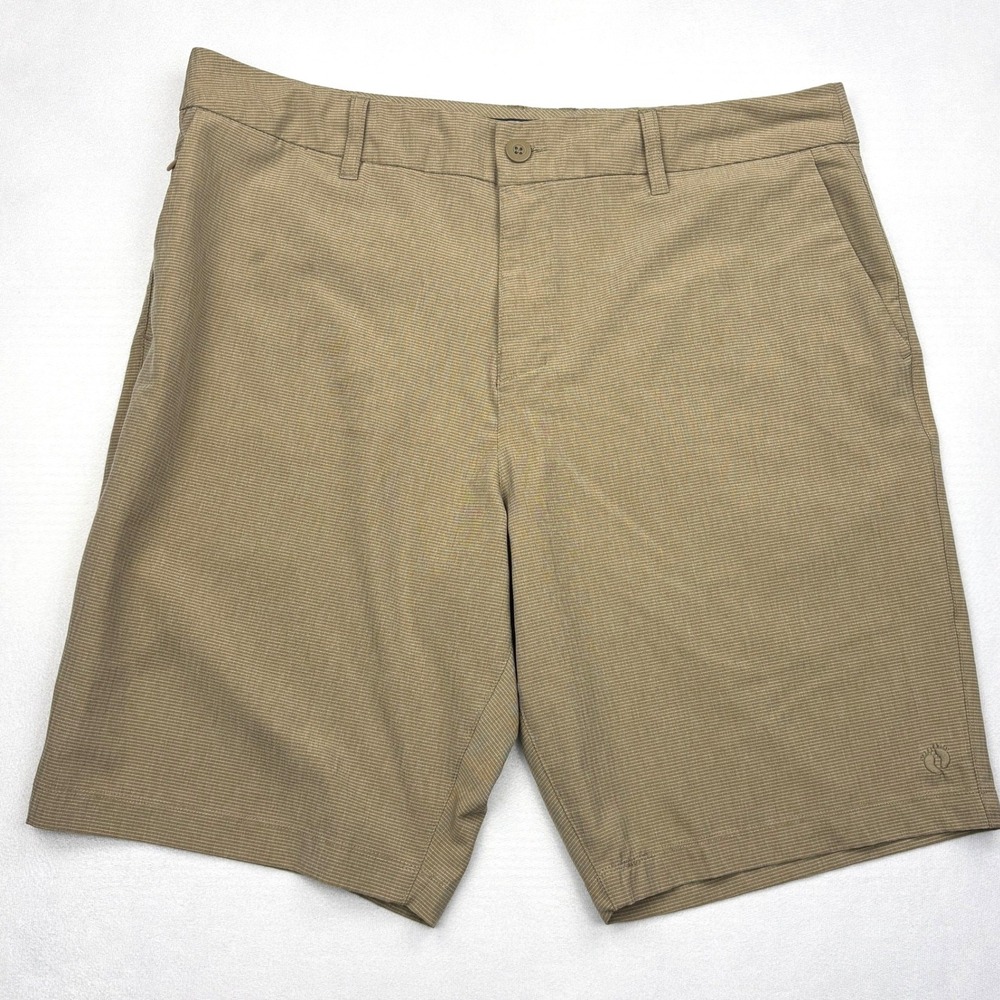 Hang Ten Mens 36 Hybrid Walk Shorts Khaki Tan Stretch Quick Dry Surf Chino Flat
